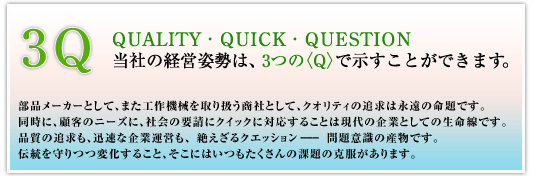 3Q QualityEQuickEQuestionЂ̌ocṕA3<Q>ŎƂł܂B